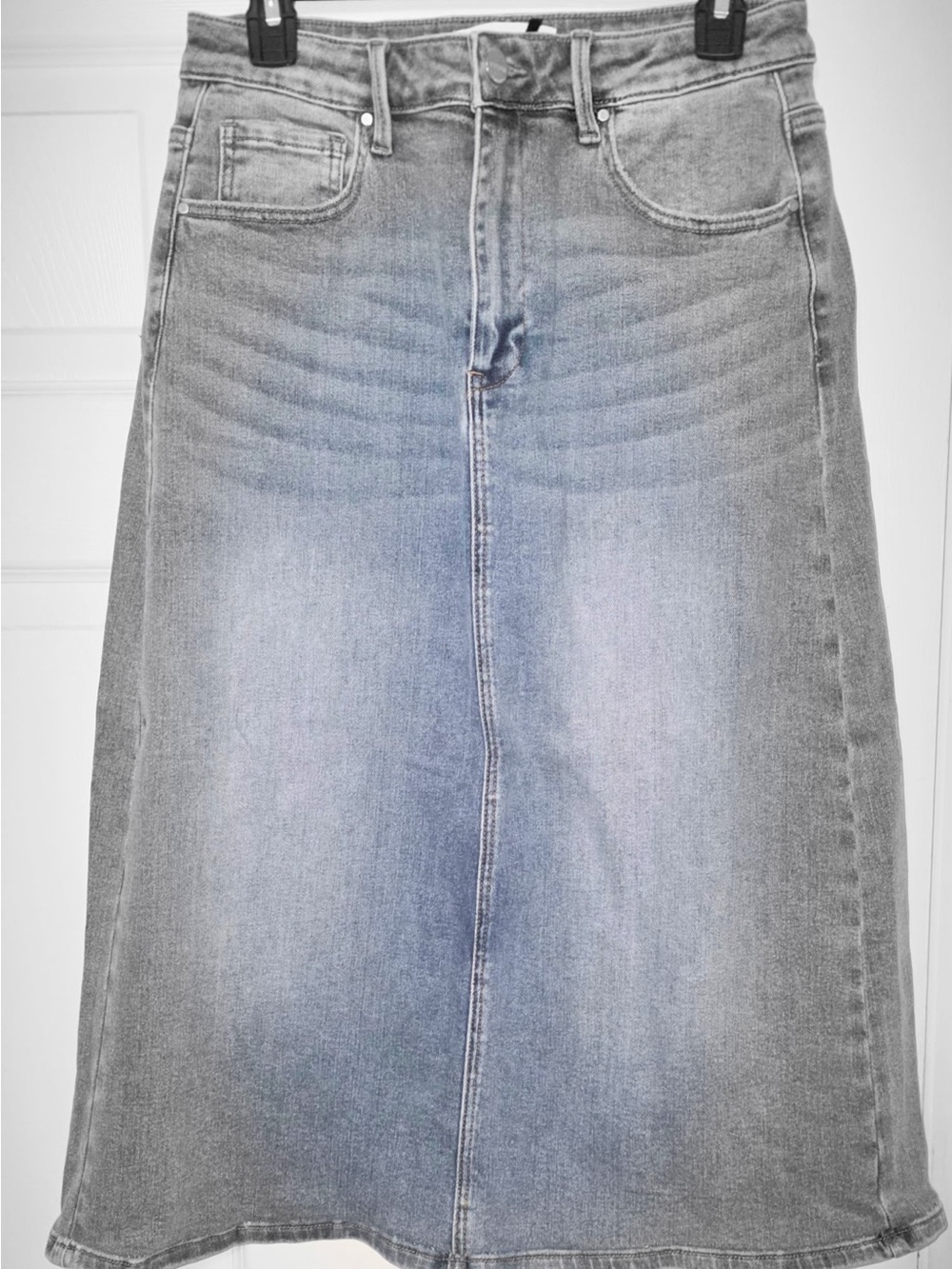 Risen Classic High-Waist Blue Denim Skirt